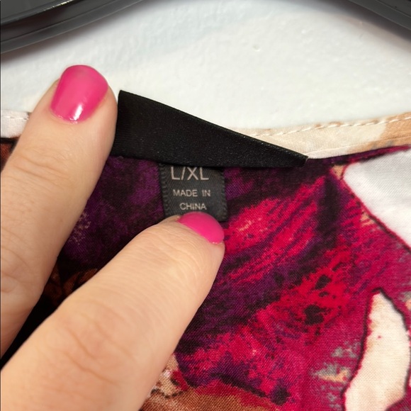 Coco + Carmen Red Brown Sheath Floral Long Sleeve Dress size L/XL - Picture 3 of 8